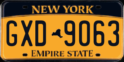 NY license plate GXD9063