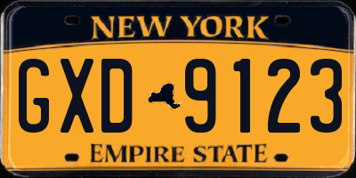 NY license plate GXD9123
