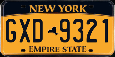 NY license plate GXD9321