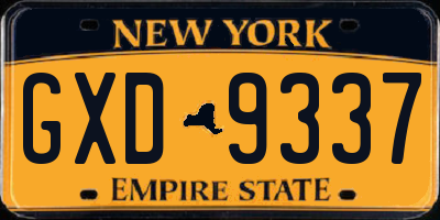 NY license plate GXD9337