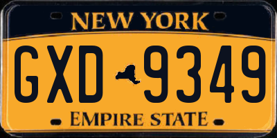 NY license plate GXD9349