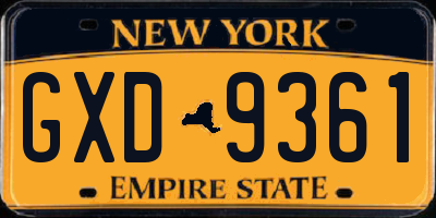 NY license plate GXD9361
