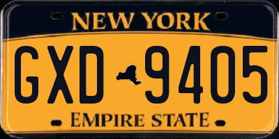 NY license plate GXD9405