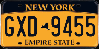 NY license plate GXD9455