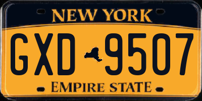 NY license plate GXD9507
