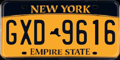 NY license plate GXD9616