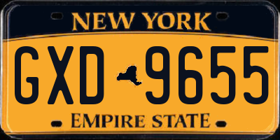 NY license plate GXD9655