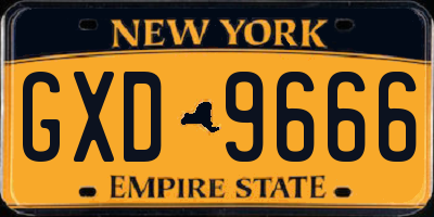 NY license plate GXD9666