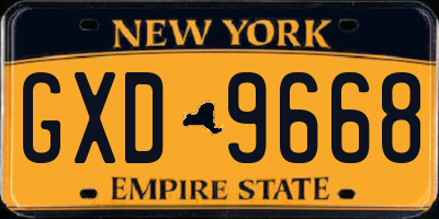 NY license plate GXD9668