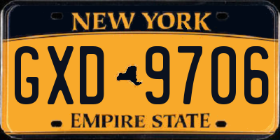 NY license plate GXD9706