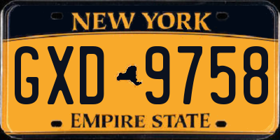 NY license plate GXD9758