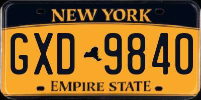 NY license plate GXD9840