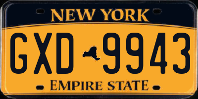NY license plate GXD9943