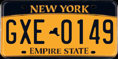 NY license plate GXE0149