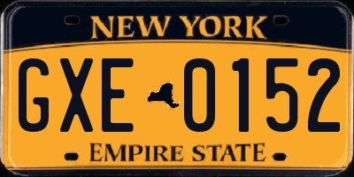 NY license plate GXE0152
