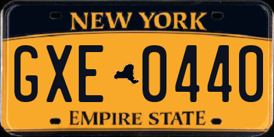NY license plate GXE0440