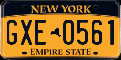 NY license plate GXE0561