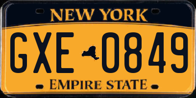NY license plate GXE0849