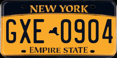 NY license plate GXE0904