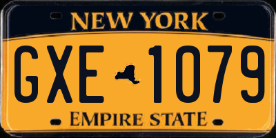 NY license plate GXE1079