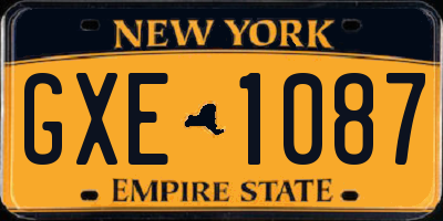 NY license plate GXE1087
