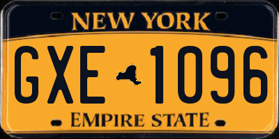 NY license plate GXE1096