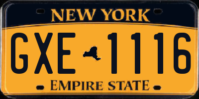NY license plate GXE1116
