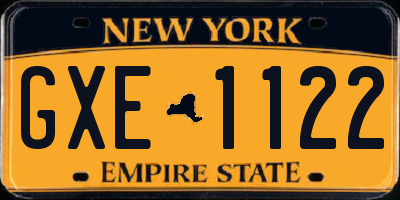 NY license plate GXE1122