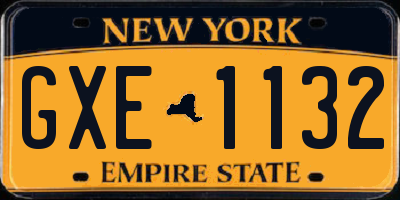 NY license plate GXE1132