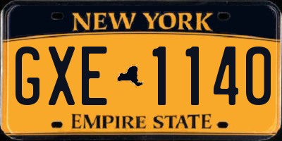 NY license plate GXE1140