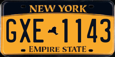 NY license plate GXE1143