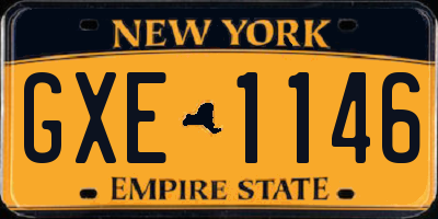 NY license plate GXE1146