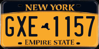 NY license plate GXE1157