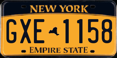 NY license plate GXE1158