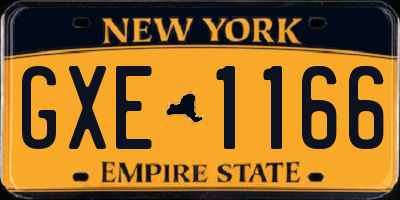 NY license plate GXE1166