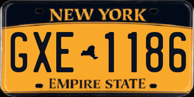 NY license plate GXE1186
