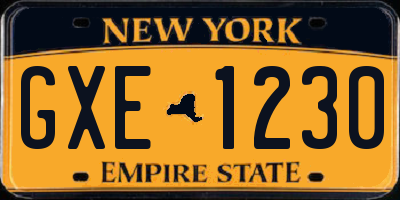 NY license plate GXE1230
