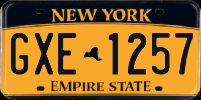 NY license plate GXE1257