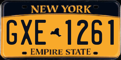 NY license plate GXE1261
