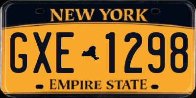 NY license plate GXE1298