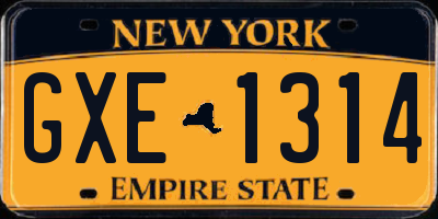 NY license plate GXE1314