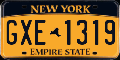 NY license plate GXE1319
