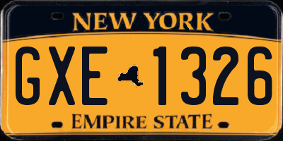 NY license plate GXE1326