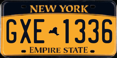 NY license plate GXE1336