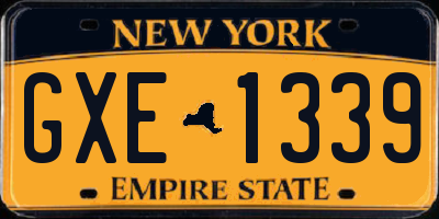 NY license plate GXE1339