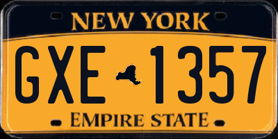 NY license plate GXE1357