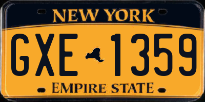 NY license plate GXE1359