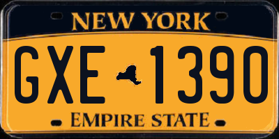 NY license plate GXE1390