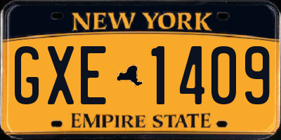 NY license plate GXE1409