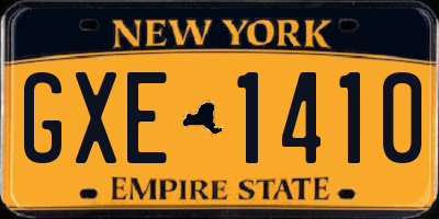 NY license plate GXE1410